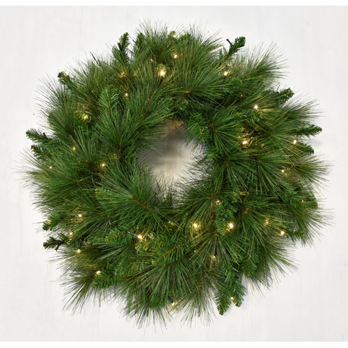 The Holiday Aisle® Hela Christmas Lighted Long Needle Pine Wreath